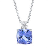 Collier 18 kt WG, mit ZÖ 42 cm, 1 Brill. 0,08 ct, TW-si, 1 Tansanit 1,09 ct blau