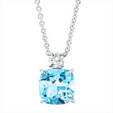 Collier 18 kt WG, mit ZÖ 42 cm, 1 Brill. 0,08 ct, TW-si, 1 Topas 1,30 ct Swiss blue