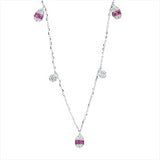 Collier 18 kt WG, mit ZÖ 40 cm + 43 cm, 6 Brill. 0,20 ct,25 Brill. 0,08 ct, TW-si, 10 Rubine 0,34 ct rot