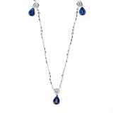 Collier 18 kt WG, mit ZÖ 40 cm + 43 cm, 3 Brill. 0,08 ct, TW-si, 3 Saphire 0,52 ct blau