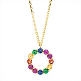 Collier 18 kt GG, 4 Rub 0,32 ct, 2 Sap 0,12 ct orange, 2 Sap 0,16 ct, 2 Tsav 0,15 ct, 2 Sap 0,17 ct gelb