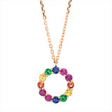 Collier 18 kt RG, 4 Rub 0,32 ct, 2 Sap 0,14 ct orange, 2 Sap 0,16 ct, 2 Tsav 0,15 ct, 2 Sap 0,15 ct gelb