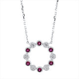 Collier 18 kt WG, mit ZÖ 40,6 cm . 43,2 cm, 6 Brill. 0,24 ct, TW-si, 6 Rubine 0,24 ct rot