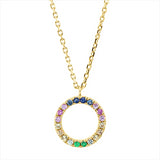 Collier 18 kt GG, 4 Sap 0,06 ct, 2 Sap 0,03 ct grün, 6 Sape 0,10 ct pink, 2 Tsav 0,03 ct, 6 Sap 0,09 ct gelb