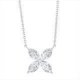 Collier 18 kt WG, mit ZÖ38cm,40,6cm,43,2cm, 4 Brill. 0,04 ct, 4 Nav. 0,37 ct,16 Brill. 0,04 ct, TW-si