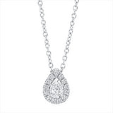 Collier 18 kt WG, mit ZÖ 38cm,40,6cm,43,2cm, 1 Tropfen 0,08 ct, TW-si, 13 Brill. 0,11 ct, TW-si