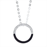 Collier 18 kt WG, mit ZÖ 45,7 cm + 48,3 cm, 18 Brill. 0,08 ct, TW-si, Emaille schwarz