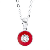 Collier 18 kt WG, mit ZÖ 45,7 cm + 48,3 cm, 1 Brill. 0,20 ct, TW-si, Emaille rot