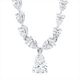 Collier 18 kt WG, mit ZÖ 44,5 cm + 47 cm, 15 Tropfen 0,25 ct, TW-si, 16 Tropfen 1,34 ct, TW-si, 1 Tropfen 0,41 ct, TW-si