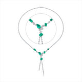 Collier 18 kt WG, 195 Brill. 3,13 ct, TW-si, 1 Smaragd 2,01 ct grün, 4 Smaragde 3,57 ct grün