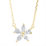 Collier 18 kt GG, mit ZÖ 40,6 cm, 3 Nav. 0,18 ct, TW-vsi, 2 Tropfen 0,16 ct, TW-vsi