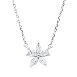 Collier 18 kt WG, mit ZÖ 40 cm, 2 Tropfen 0,16 ct, TW-vsi, 3 Nav. 0,19 ct, TW-vsi