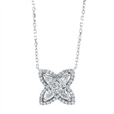 Collier 18 kt WG, mit ZÖ 40 cm, 4 Tropfen 0,32 ct, TW-vsi, 41 Brill. 0,22 ct, TW-si
