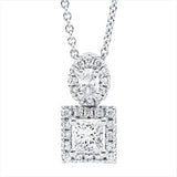 Collier 18 kt WG, mit ZÖ 40 cm, 1 Oval 0,10 ct, TW-vsi, 1 Princ. 0,39 ct, TW-vsi, 28 Brill. 0,14 ct, TW-vsi