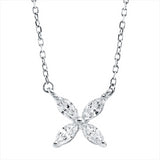 Collier 18 kt WG, mit ZÖ 40 cm, 4 Nav. 0,36 ct, TW-vsi