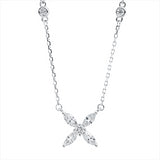 Collier 18 kt WG, mit ZÖ 40 cm, 4 Nav. 0,32 ct, TW-vsi, 3 Brill. 0,09 ct, TW-si
