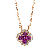 Collier 18 kt RG, mit ZÖ 40 cm, 20 Brill. 0,10 ct, TW-si, 5 Saphire 0,37 ct pink