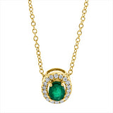 Collier 18 kt GG, mit ZÖ 40 cm, 18 Brill. 0,05 ct, TW-si, 1 Smaragd 0,14 ct grün