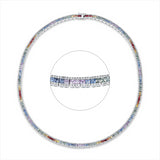 Collier 18 kt WG, 784 Brill. 2,78 ct, F-si, 196 Saphire 12,61 ct fancy