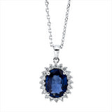 Collier 18 kt WG, mit Öse, 20 Brill. 0,16 ct, F-si, 1 Saphir 1,18 ct blau