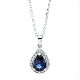Collier 18 kt WG, mit Öse, 20 Brill. 0,11 ct, F-si, 1 Saphir 0,94 ct blau