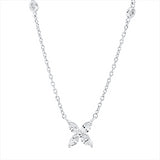 Collier 18 kt WG, mit ZÖ 42 cm, 4 Nav. 0,21 ct, F-si, 4 Brill. 0,09 ct, F-si