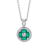 Collier 18 kt WG, mit Öse, 75 Brill. 0,52 ct, TW-si, 4 Smaragde 0,78 ct grün