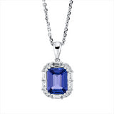Collier 14 kt WG, 6 Bag. 0,25 ct, TW-vsi, 12 Brill. 0,09 ct, W-si, 1 Tansanit 1,92 ct blau