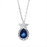 Collier 18 kt WG,3 Nav. 0,25 ct,2 Tropfen 0,07 ct, TW-vsi, 13 Brill. 0,15 ct, TW-si, 1 Saphir 1,50 ct blau