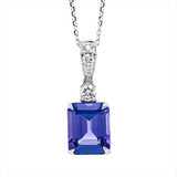 Collier 18 kt WG, mit ZÖ 40 cm + 43 cm, 6 Brill. 0,24 ct, TW-si, 1 Tansanit 3,75 ct blau