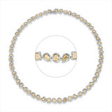 Collier 18 kt WG+GG, 59 Fantasie-Schliff 11,12ct, gelb-vsi, 1082 Brill. 4,07 ct, F-vsi