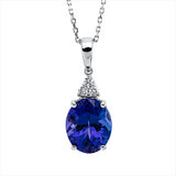 Collier 18 kt WG, mit ZÖ 40 cm + 43 cm, 3 Brill. 0,08 ct, TW-si, 1 Tansanit 3,96 ct blau