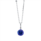 Collier 18 kt WG, mit ZÖ 40 cm + 43 cm, 8 Brill. 0,27 ct, TW-si, 1 Tansanit 6,99 ct blau