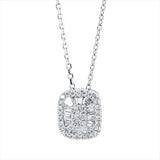 Collier 18 kt WG, mit ZÖ 40 cm, 18 Trap. 0,10 ct, TW-si, 34 Brill. 0,08 ct, TW-si