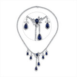 Collier 18 kt WG, 23 Nav. 4,51 ct, 110 Brill. 1,03 ct,175 Brill. 10,29 ct, F-vsi/si, 7 Saphire 10,47 ct blau