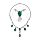 Collier 18 kt WG+GG, 341 Brill.14,65 ct, TW-si, 21 Tropf 4,38 ct, gelb, 10 Nav. 2,00 ct, gelb, 6 Sm. 26,33 ct grün