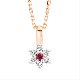 Collier 18 kt RG, mit ZÖ 42 cm, 6 Brill. 0,07 ct, TW-si, 1 Rubin 0,02 ct