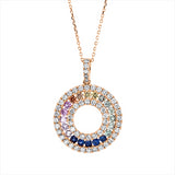 Collier 18 kt RG, mit ZÖ 40 cm, 55 Brill. 0,70 ct, TW-si, 20 Saphire 0,95 ct fancy