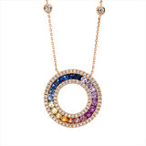 Collier 18 kt RG, mit ZÖ 40 cm, 81 Brill. 0,38 ct, TW-si, 21 Saphire 1,00 ct fancy
