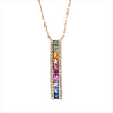 Collier 18 kt RG, mit ZÖ 40 cm, 40 Brill. 0,18 ct, TW-si, 10 Saphire 0,77 ct fancy