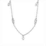 Collier 18 kt WG, mit ZÖ 38,40,44,5 cm, 3 Brill. 0,29 ct, TW-si, 10 Brill. 0,10 ct, TW-si