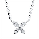 Collier 18 kt WG, mit ZÖ 40 cm, 4 Nav. 0,32 ct, TW-vsi