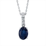 Collier 18 kt WG, mit ZÖ 42 cm, 4 Brill. 0,08 ct, TW-si, 1 Saphir 1,11 ct blau
