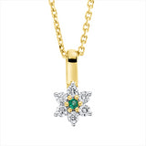 Collier 18 kt GG, mit ZÖ 42 cm, 6 Brill. 0,08 ct, TW-si, 1 Smaragd 0,02 ct grün