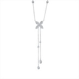 Collier 14 kt WG, mit ZÖ 43,2 cm, 38 Brill. 0,82 ct, TW-si, 4 Brill. 0,12 ct, TW-si
