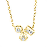 Collier 14 kt GG, mit ZÖ 38 cm & 40,6 & 43,2 cm, 2 Brill. 0,10 ct, 1 Bag. 0,07 ct, TW-si, 1 Brill. 0,006 ct, TW-si