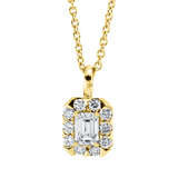 Collier 18 kt GG, mit ZÖ 43,2 cm, 1 Sm.schliff 0,31 ct, TW-si, 10 Brill. 0,22 ct, TW-si