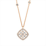 Collier 18 kt RG, mit ZÖ 40 cm + 43 cm, 4 Princ. 0,17 ct, F-vsi, 40 Brill. 0,49 ct, TW-si