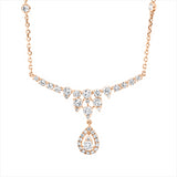 Collier 18 kt RG, Fassung rhodi, ZÖ 40 cm & 43cm, 20 Brill. 0,92 ct, TW-si, 1 Brill. 0,10 ct, TW-si, 21 Brill. 0,17 ct, TW-si
