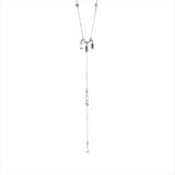 Collier 18 kt WG, mit ZÖ 46 cm, 48 cm, 5 Bag. 0,43 ct, TW-si, 10 Brill. 0,16 ct, TW-si